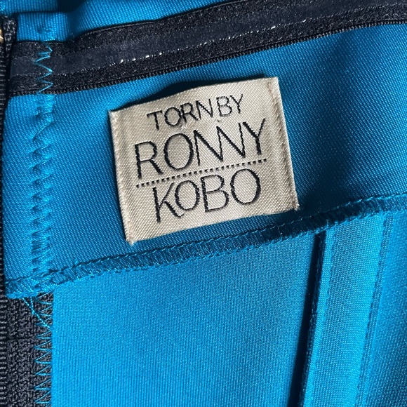 Torn by Ronny Kobo Camille Scuba Peplum Dress Evening Occasion Jewel Tone S - Picture 6 of 10